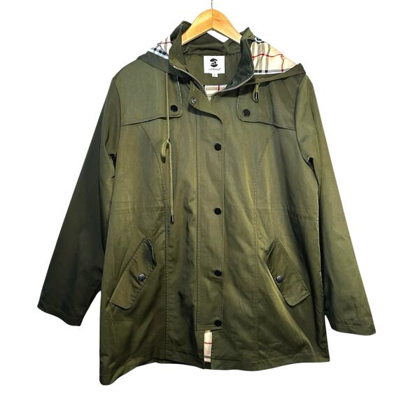 SaphiRose Women Long Hooded Rain Coat Jacket Anorak Windbreaker Army Green Large - Picture 1 of 9